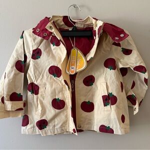 Adorable Kids Tomato Pattern Raincoat - Cream and Red